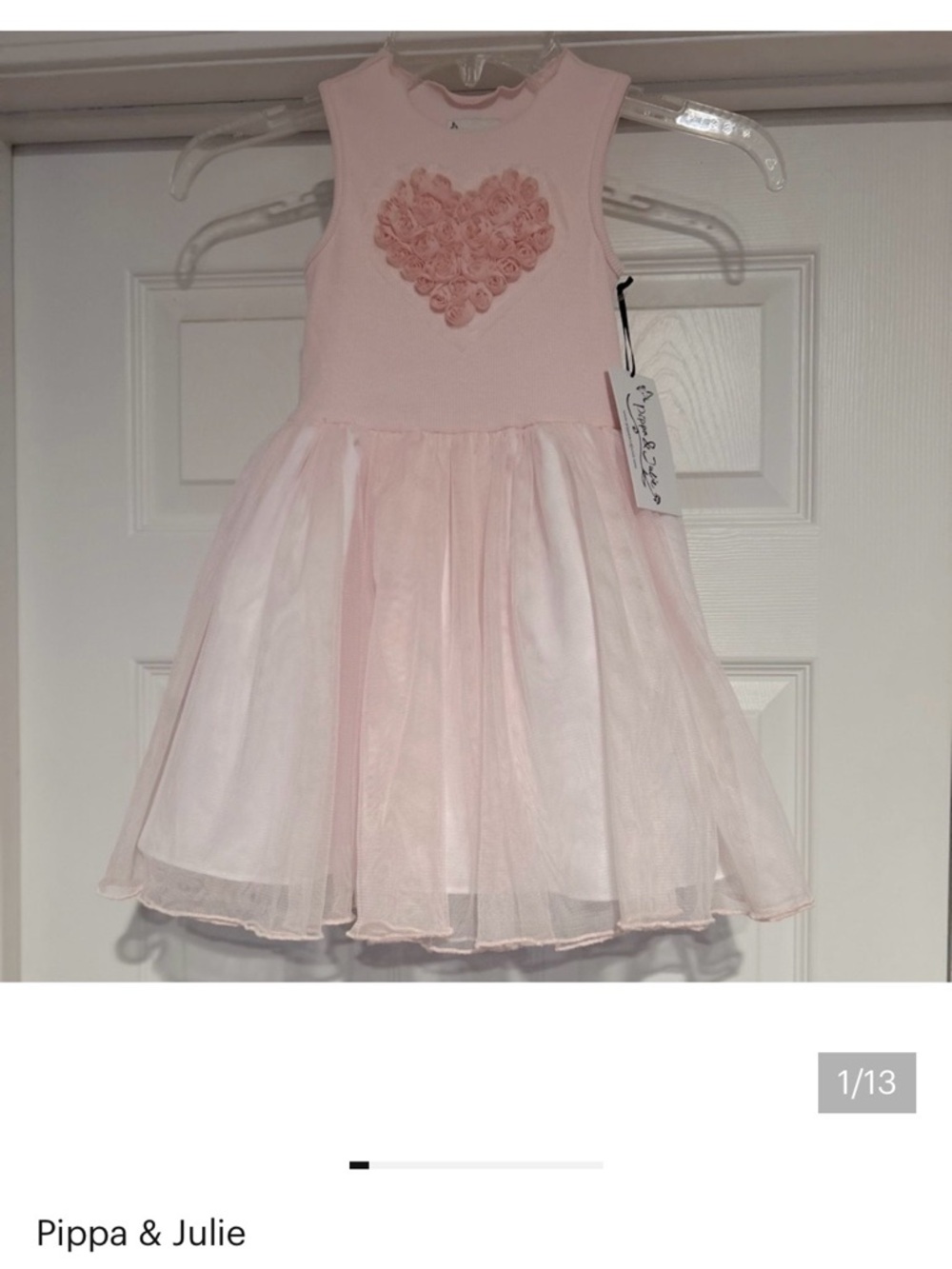 Pippa & Julie Girls' Light Pink Heart Tulle Party Dress